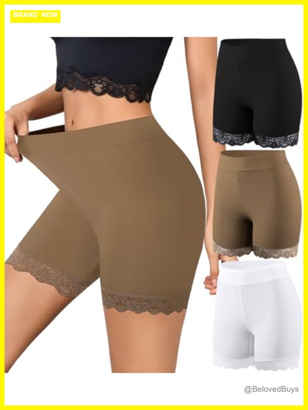 Seamless High Waisted Anti-Chafing Slip Shorts Full Coverage Boyshorts